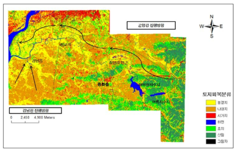곤양강 주변지역 토지피복 분류 결과
