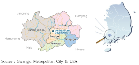Map of Gwangju