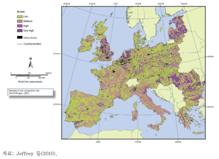 유럽의 토양 다짐에 관한 위험도 분석