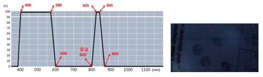 IR Cut 필터 특성 곡선 및 적용된 영상