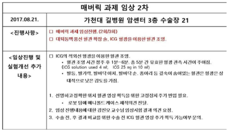 임상시험 2회 차 수행결과