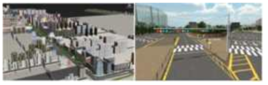 3D 가상 도시를 제작(신호등 및 도로위 주행선 및 안내선 포함)