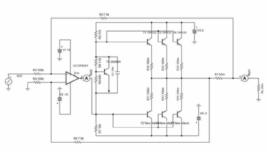 전류 증폭기 시뮬레이션 회로도