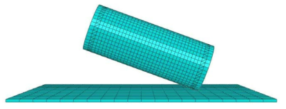 사용후핵연료 캐스크 (충격완충제 미설치)의 낙하사고 3-D 유한 요소 해석 모델