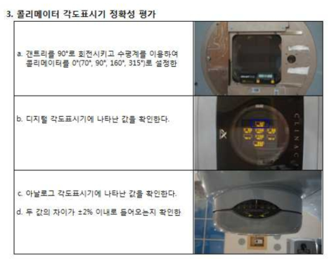 콜리메이터 각도표시기 정확성 평가