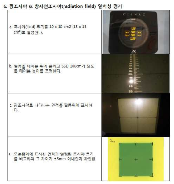 광조사야와 방사선 조사야의 일치성 평가