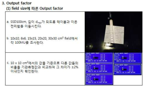 Field size에 따른 출력인자 (Output) 측정방법