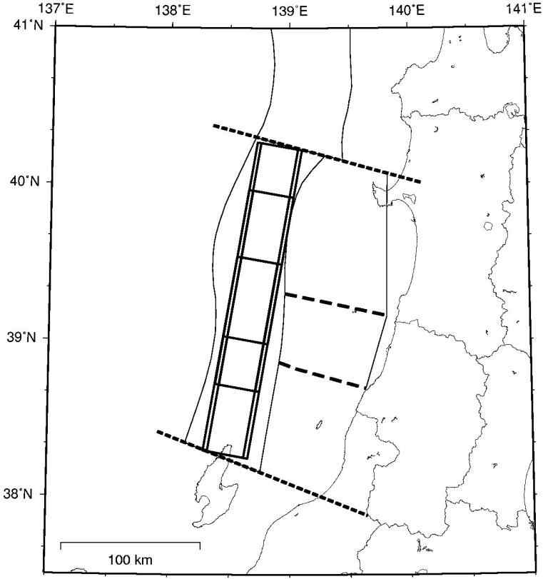 사도섬 북부외해 지진의 단층면