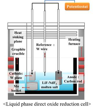 LiF 기반 전해질에서의 Nd 직접환원법 모식도