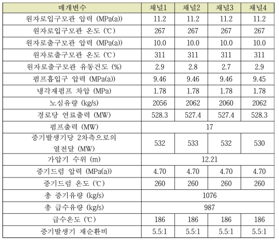 라-3 다중평균채널 계통모델 초기조건