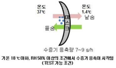 마스크 내에 수증기 응축량