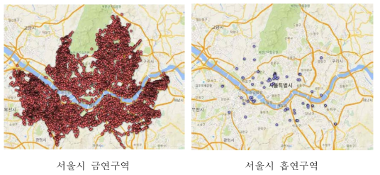 서울시 금연구역 대비 흡연구역 현황