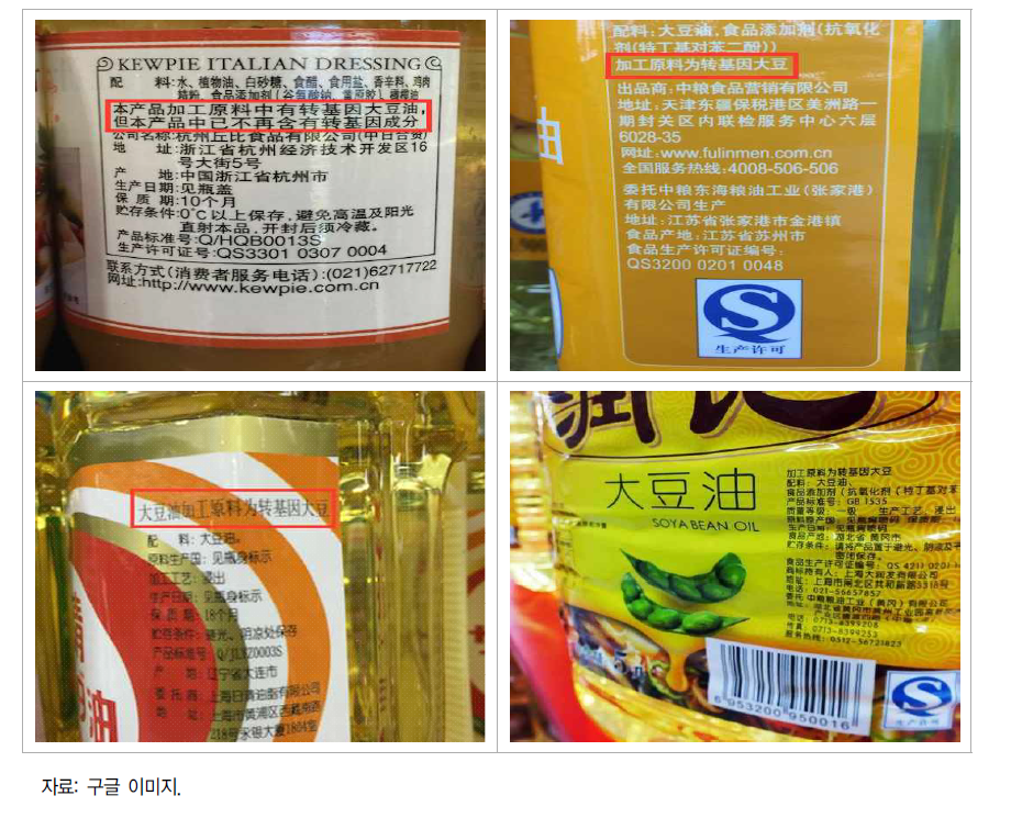 중국의 GM 식품 표시 사례