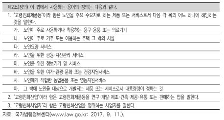 고령친화산업진흥법상 용어의 정의