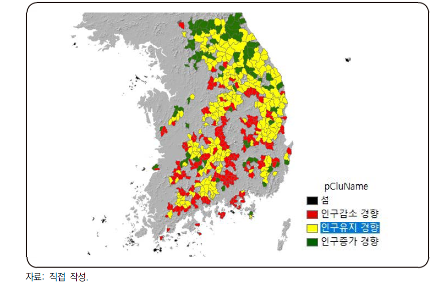 산촌지역 사회경제 특성의 공간분포