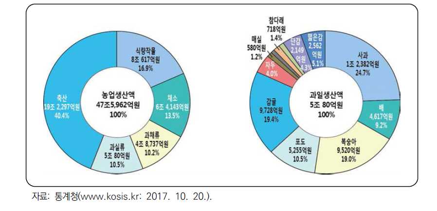 농업생산액 및 과일 생산액