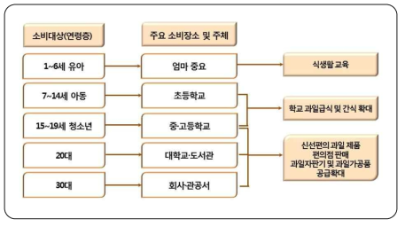 과일 소비적은 저연령층 대상 소비 확대방안