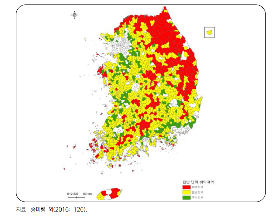 읍·면 단위 농촌 서비스 접근성 취약지역