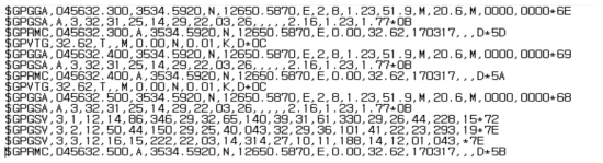 KTX36호 상행선 계측시 NMEA 계측값 일부