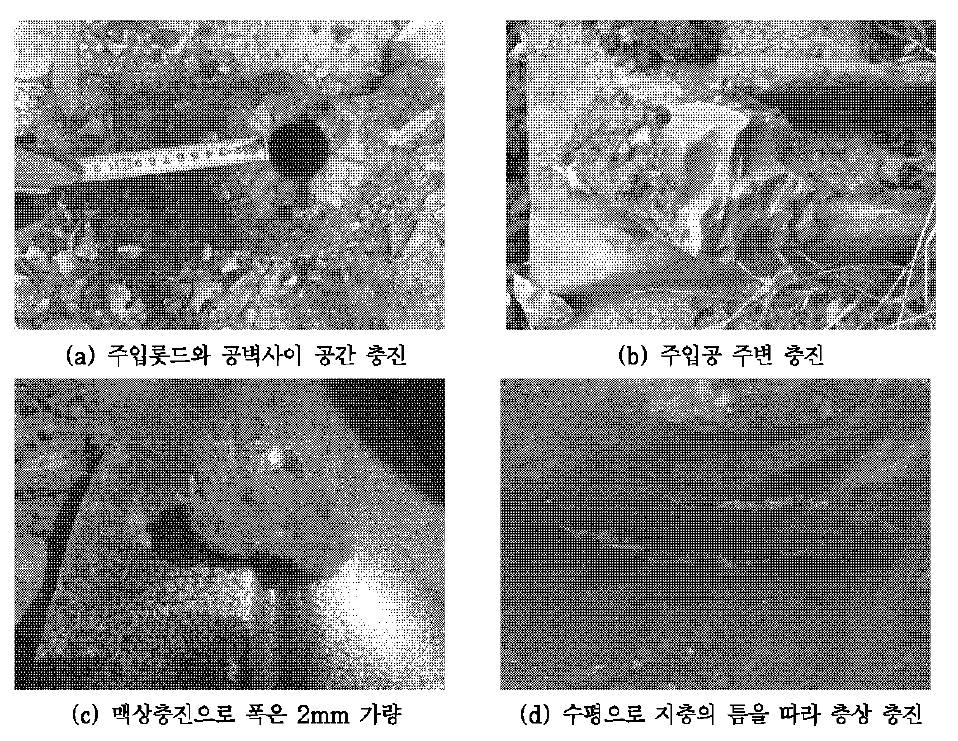 시멘트그라우트 주입양상 (목감택지개발 공사현장)