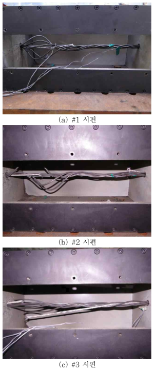 추출 보호방안이 적용된 스마트 강연선 시제품의 파괴 양상