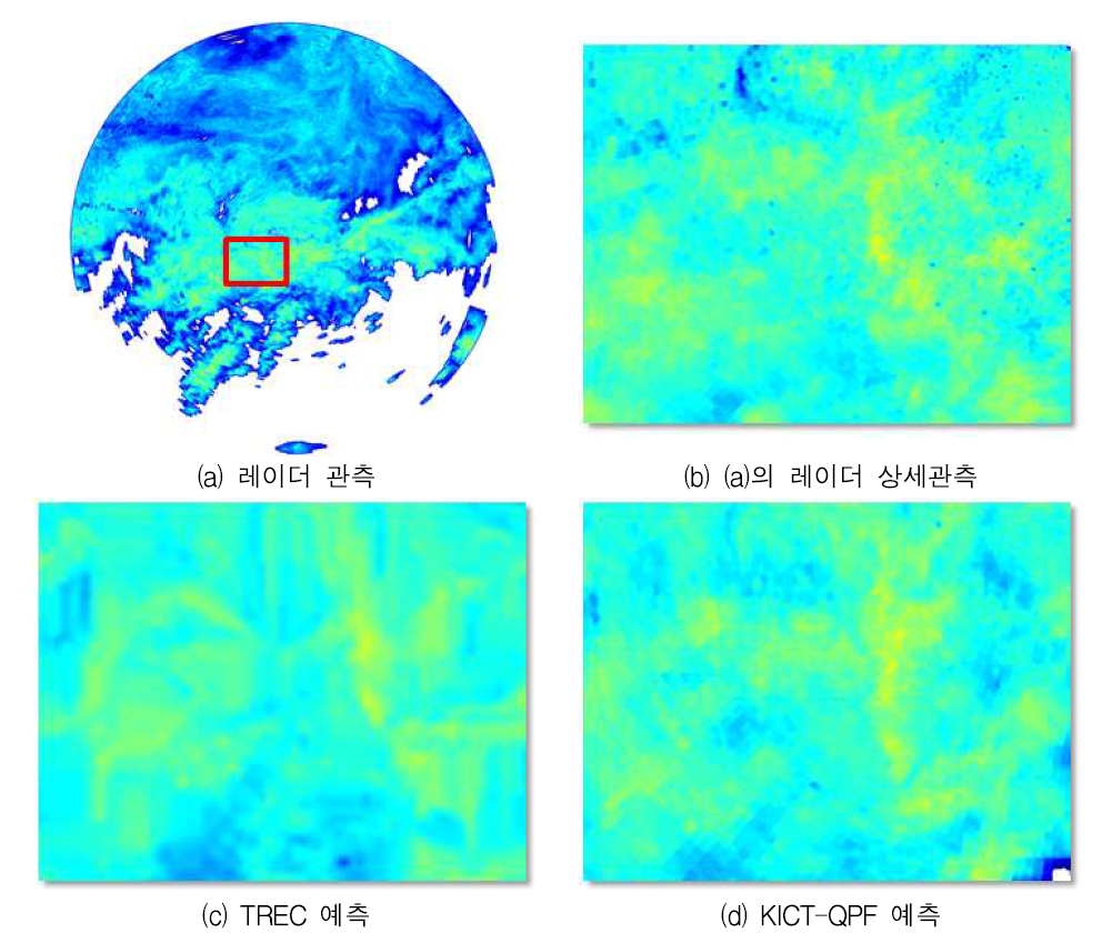 15분 선행예측한 결과의 특정영역 상세 비교