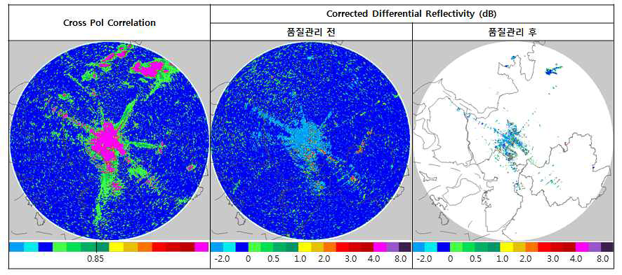 품질관리 전후 비교(PPI 관측, ZDR)