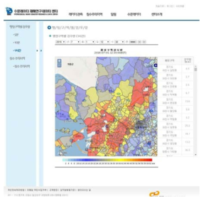 행정구역별 강우량(1시간)