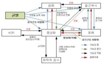 중성화 중심에서의 복합열화 상관도