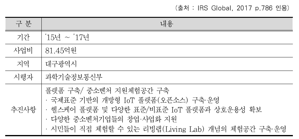 대구광역시 IoT 실증단지 지원사업 추진현황