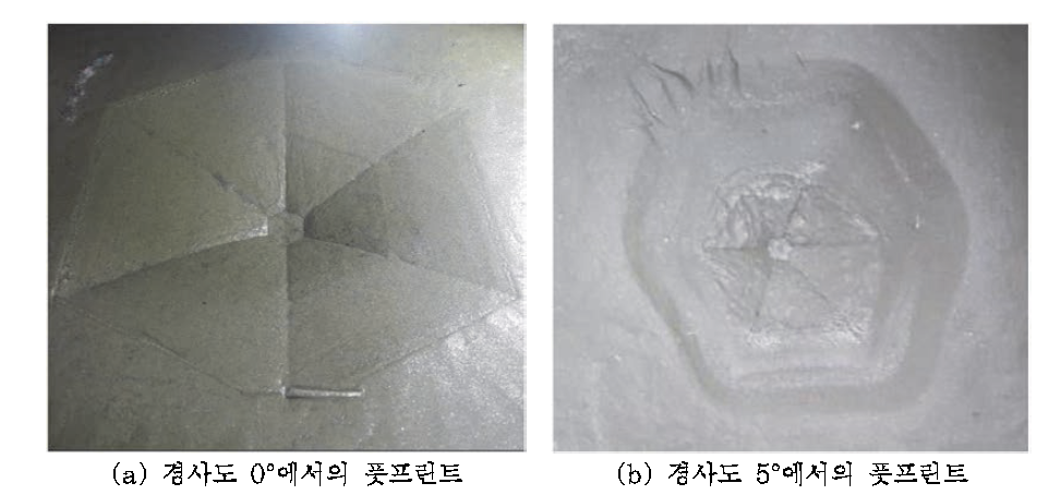 경사 해저면에서의 경사도에 따른 풋프린트 비교