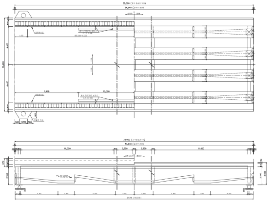 평면도 및 측면도 – 30 m 복선