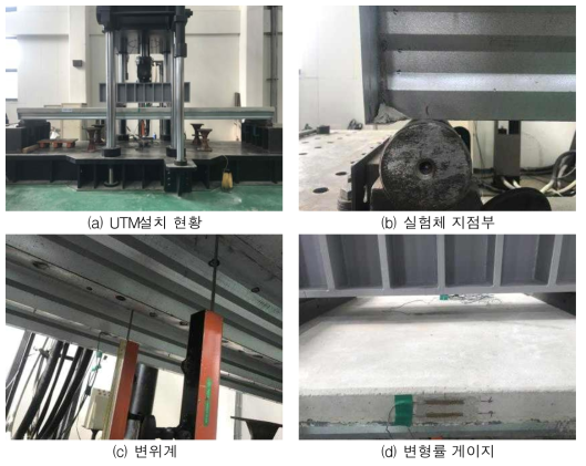 휨성능평가 UTM 및 계측기 설치사진