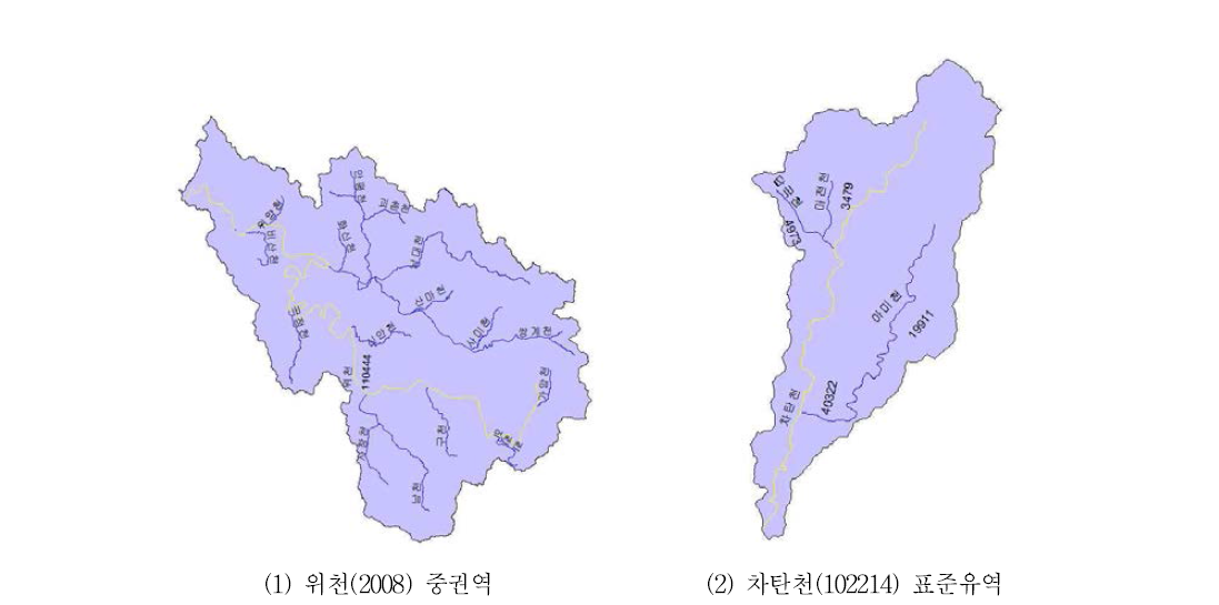 대상유역 하천망도 및 하천길이 매개변수 추출정보