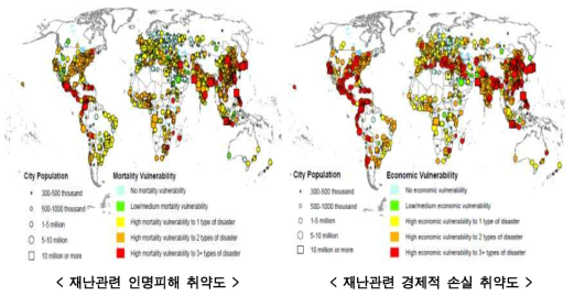 재난관련 인명피해 및 경제적 손실 취약도
