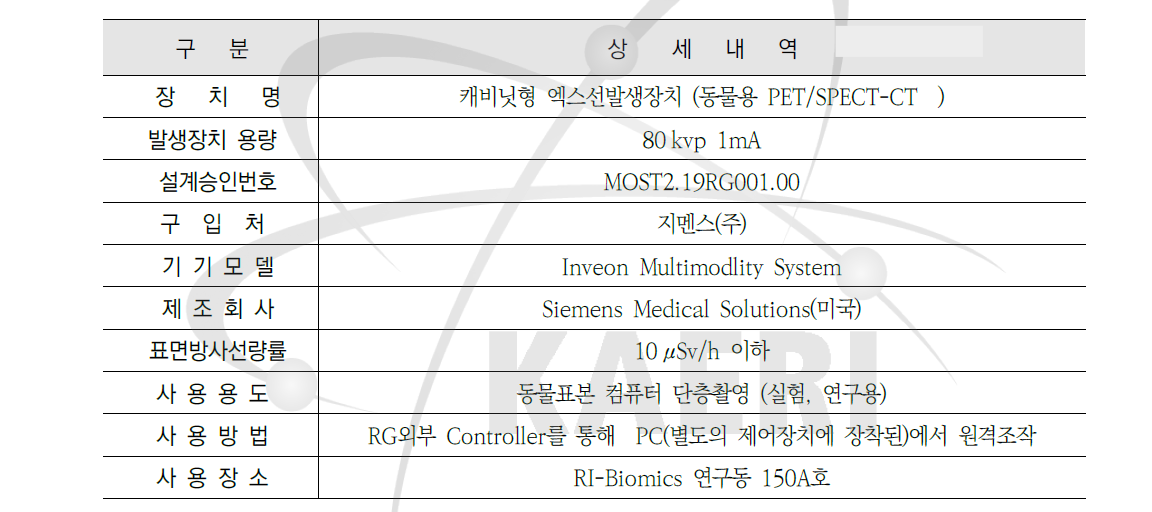 동물용 PET/SPECT-CT 제원