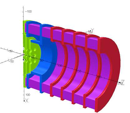 100kV(최대 300kV 이온빔 가속전압 인가 가능) 이온빔 가속부 3D 도면