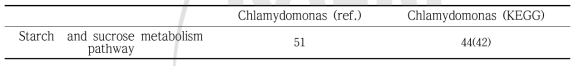 Starch and sucrose metabolism pathway에 포함된 유전자의 BLAST 결과