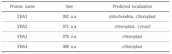 Predicted localization of FBA protein using PSORT program