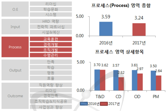 2017년 HRD 수준진단 결과(프로세스(Process) 영역)