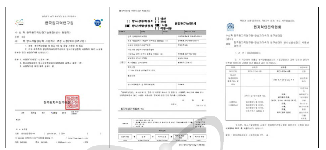 분석용 이온빔 가속기 인허가 심사 신청 및 심사결과 통보