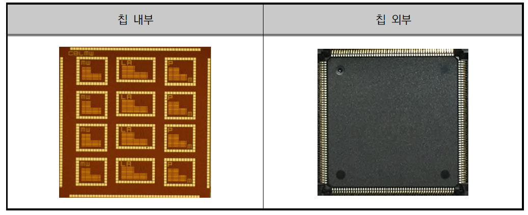 제작된 내방사선 단위소자 Package 칩 사진