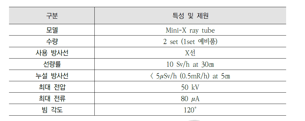 5 kV 엑스선발생장치 제원