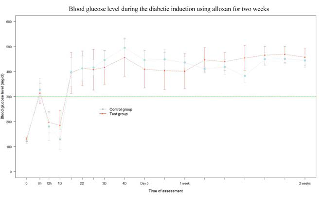 Alloxan 투여에 따른 혈당 수치 변화 및 당뇨 유발