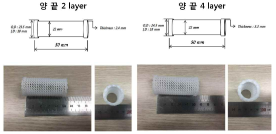 양끝단에 layer를 추가한 특수한 형태의 기관지지체