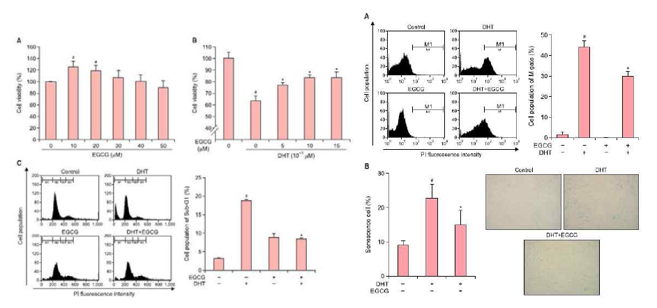 Epigallocatechin gallate alters the microRNA expression profile in 5á-dihydrotestosterone-treated human dermal papilla cells. (Ann Dermatol. 2016 jun;28(3):327-24.)