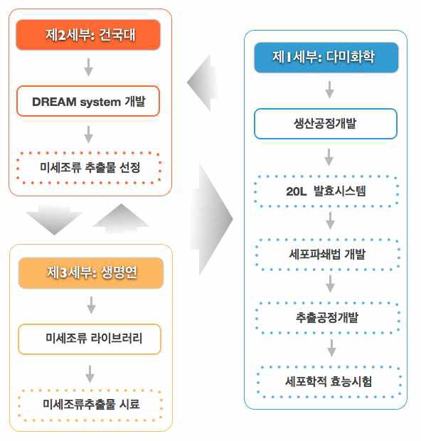 제1세부기관의 1년차 연구개발진행 모식도