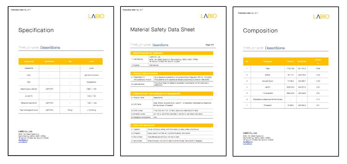 DesertiSome의 SPEC, MSDS, Composition