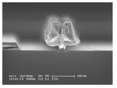 0.1µm MHEMT 소자의 T- 게이트 단면