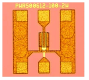 게이트 폭이 2x100 um인 E-mode PHEMT 사진